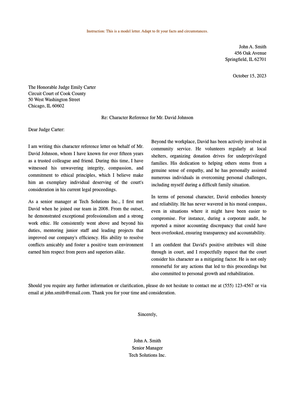 Favorable character reference letter for good mother from social worker to judge_variant_3